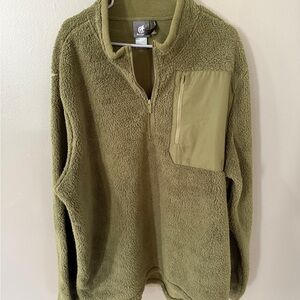 Champion Sherpa Fleece Pullover Men’s Size 2XL Green Quarter Zip Cozy Warm Y2K
